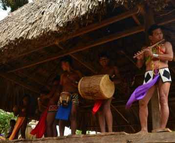 The Embera community entertain our group