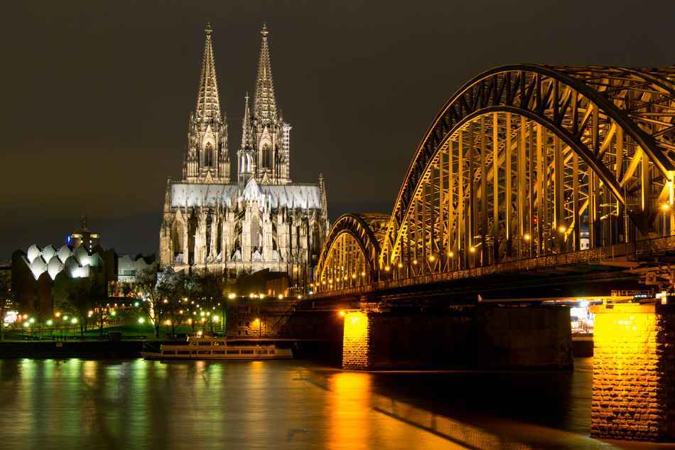 Cologne Cathedral and Skyline at Night
