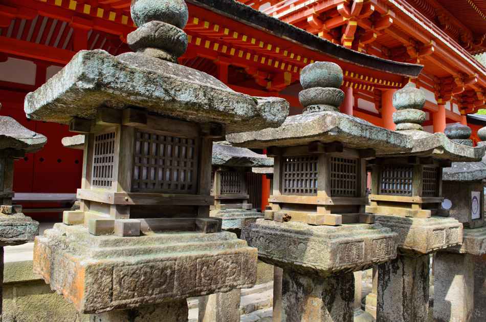 Stone lanterns in Nara, Japan
