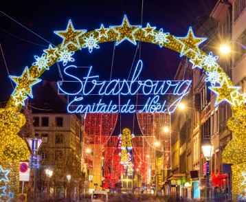 Entrance to the city centre of Strasbourg on Christmas time