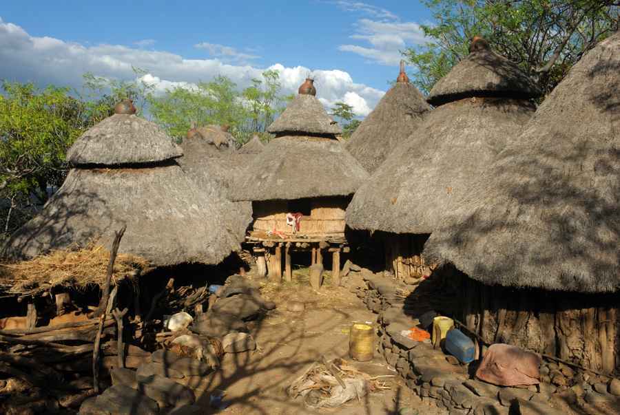 African huts in Konso village, Ethiopia