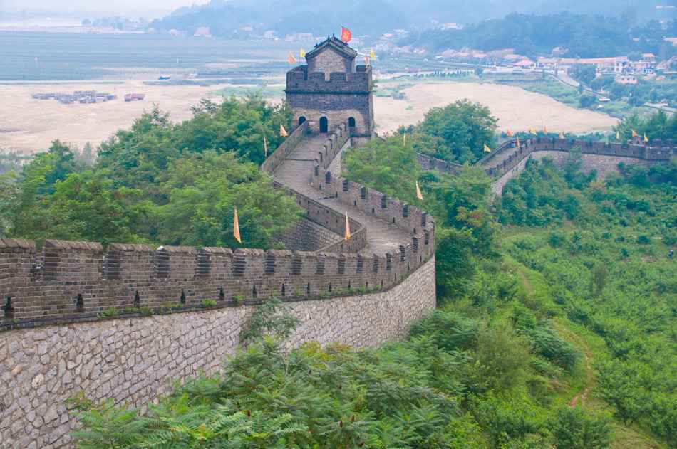 The Great Wall of China near Dandong, UNESCO World Heritage Site, bordering North Korea, Liaoning, China