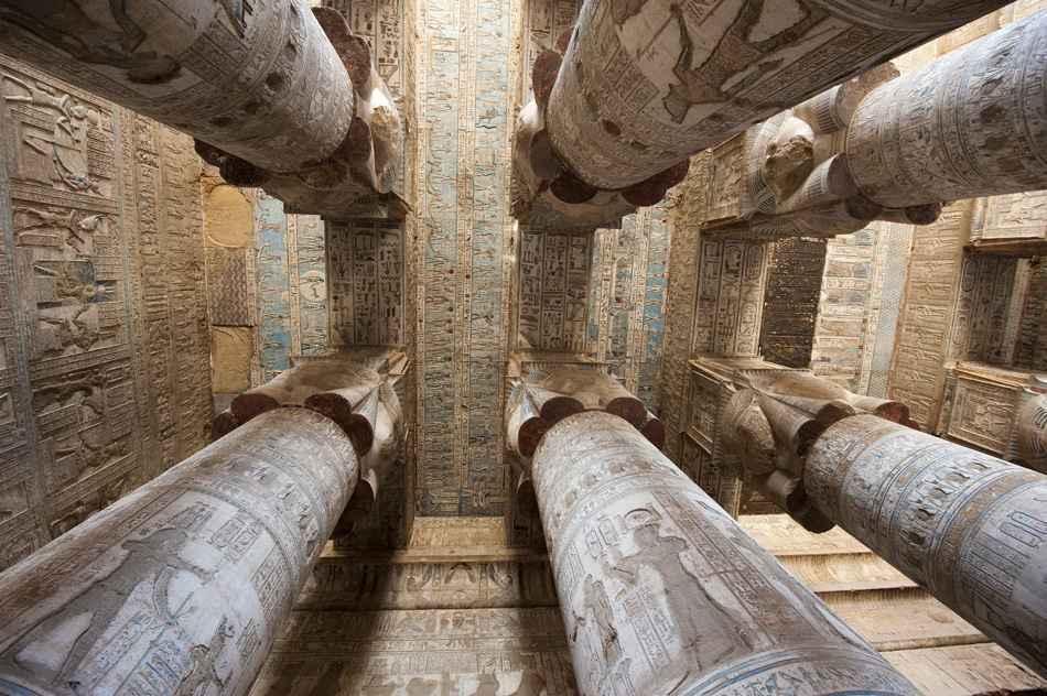 Columns in Dendera Temple, Egypt
