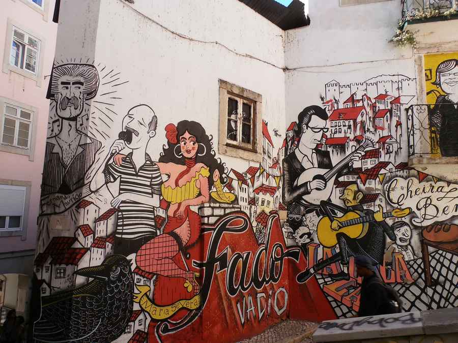 Fado-themed street art, Lisbon