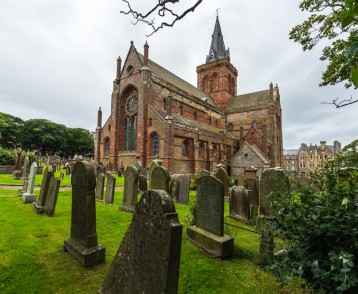Cemetery outside St. Magnus Cathedral, Kirkwall, Orkney islands,