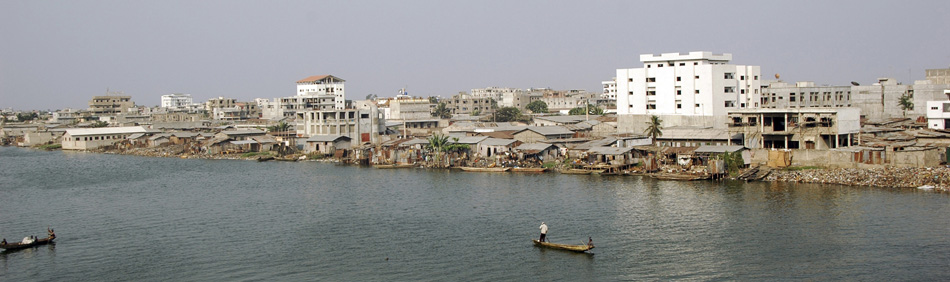 Benin, Cotonou. The city, seen from the bridge