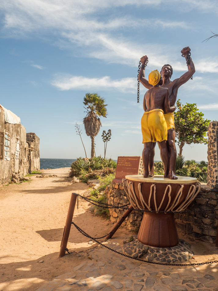Goree, Senegal- February 2, 2019: Slavery Freedom Monument at the Maison des Esclaves Memorial,Gorée island. Dakar, Senegal. Africa.