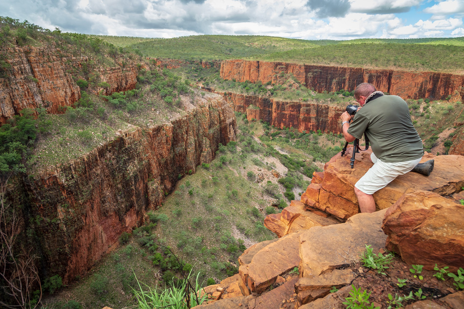 Landscape photographer photographing the iconic cliffs and high