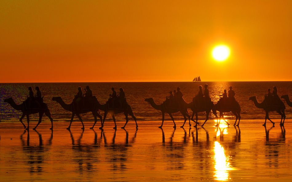 Sunset camel ride at Cable Beach, Broome