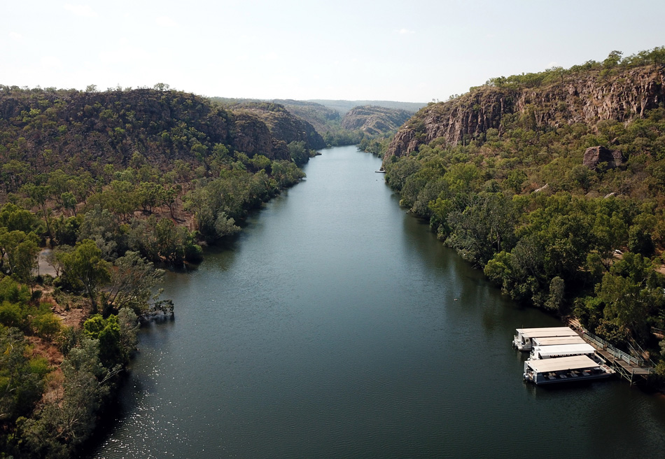 Panoramic view over Katherine river and Katherine Gorge in Nitmi