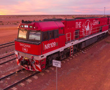 The Ghan at sunset