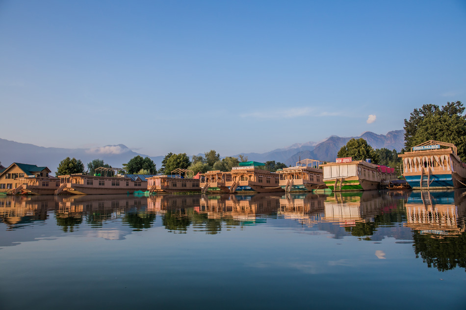 House boats on the dal lake in Srinagar, Kashmir, India.