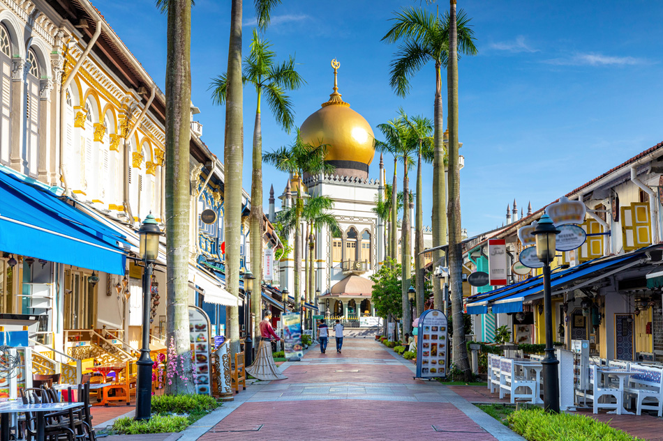 street view of singapore with Masjid Sultan