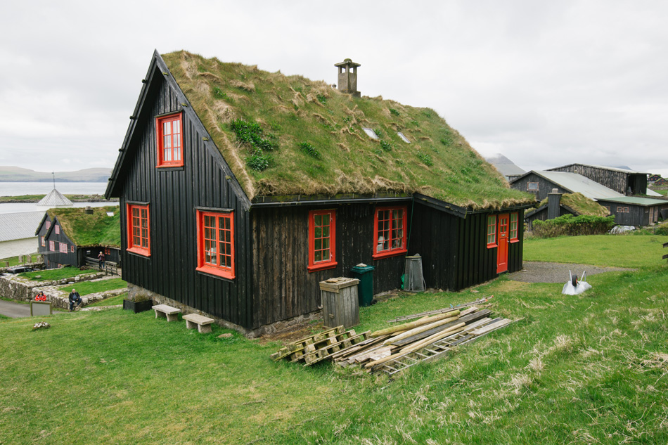 Turf roof house Faroes