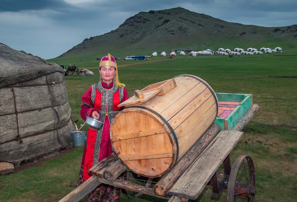 Nomadic lady outside ger
